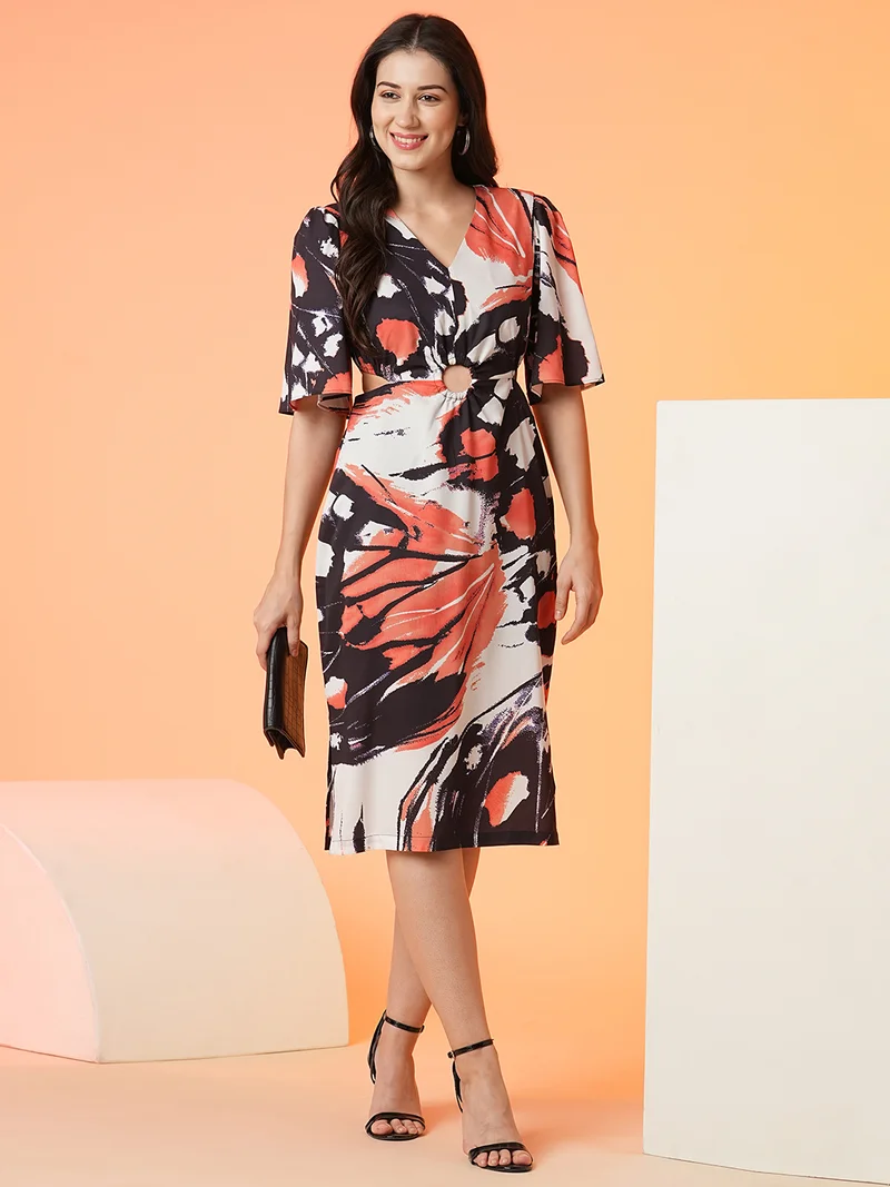 globus Globus Women Abstract Printed Cut-Out Sheath Dress