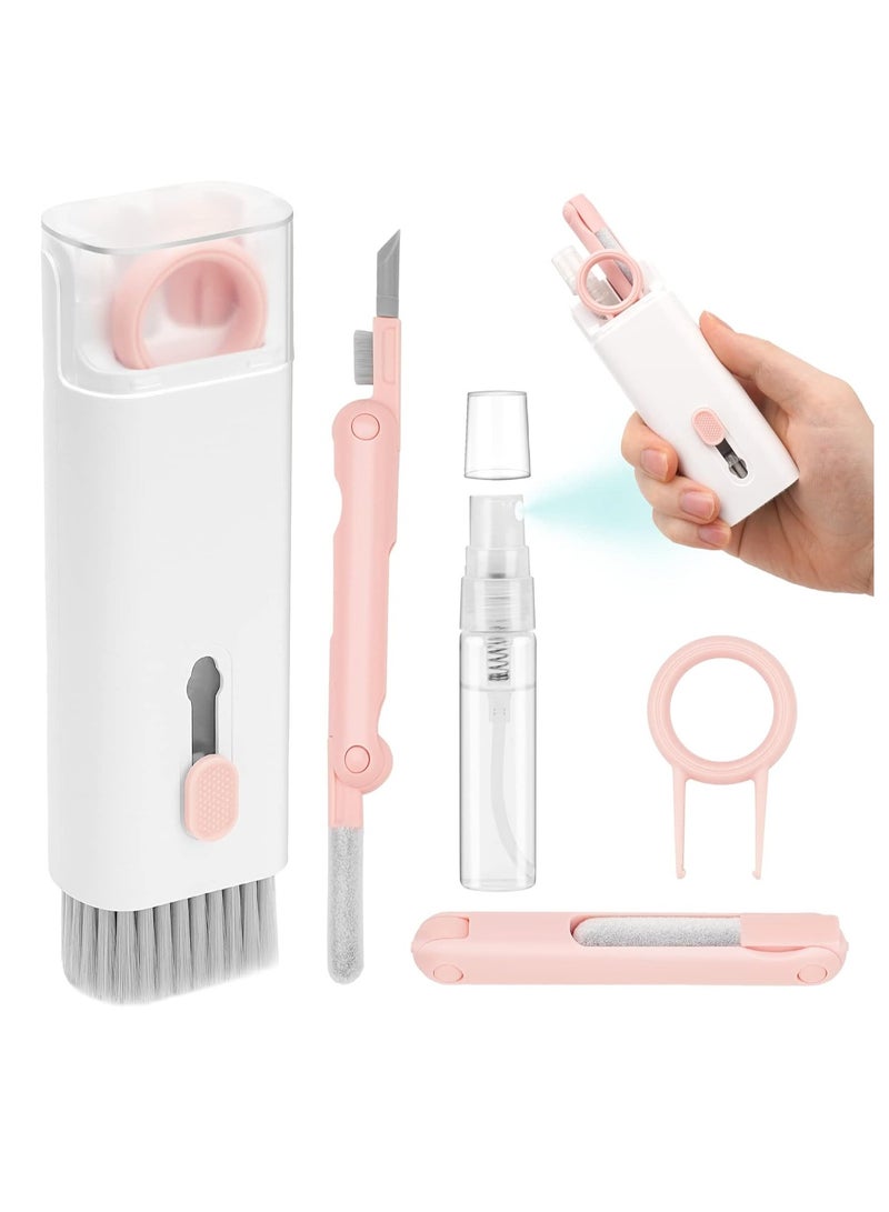 Airpod Cleaner Kit 7 in 1, Multifunctional Keyboard Cleaner Earbud Cleaning Kit Tool with Cleaning Pen for iPhone, Laptop, Tablet, PC Screen, Keyboard, Bluetooth Earphones (Pink) - Image 1