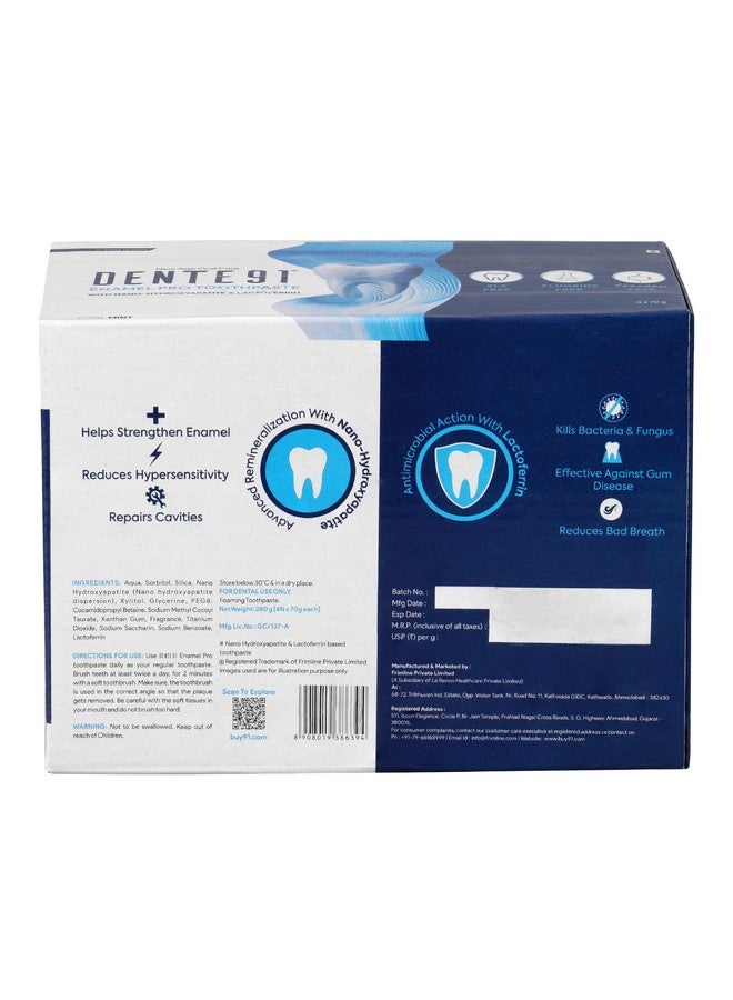 DENTE91 Dente91 Enamel Pro Toothpaste| Sensitivity Relief | Repairs Cavities | Fights Gum Disease | Reduces Bad Breath | Strengthens Enamel | SLS Free | Fluoride Free | Paraben Free | Pack of 4, 4 X 70g  - Image 2