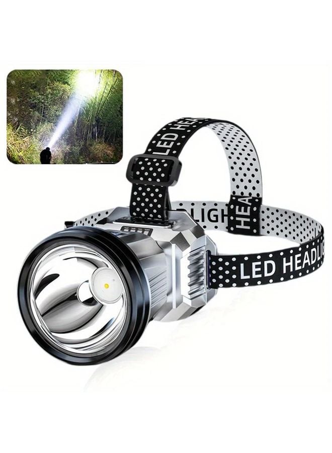 LED Rechargeable Headlamp Adjustable Angle Hands Free Flashlight Battery Level Display - Image 3