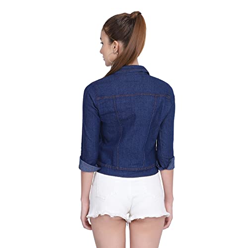 DIMPY GARMENTS Solids Women Regular Plain Denim Jacket For Girls (Small, Dark Blue) - Image 4