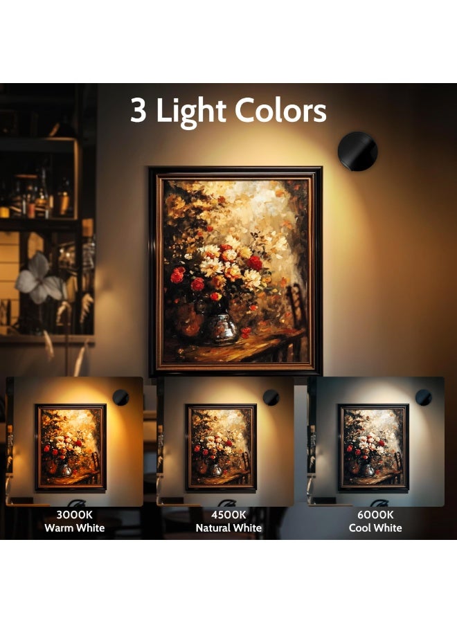 OSHIMA 1Pcs Wireless Spotlights, Indoor Rechargeable Plant Spotlight, Wireless LED Uplighting with Timer＆Dimmable, 3CCT Tree Lights Indoor Battery Operated, for Wall Art Display Dartboard Painting Artwork - Image 2