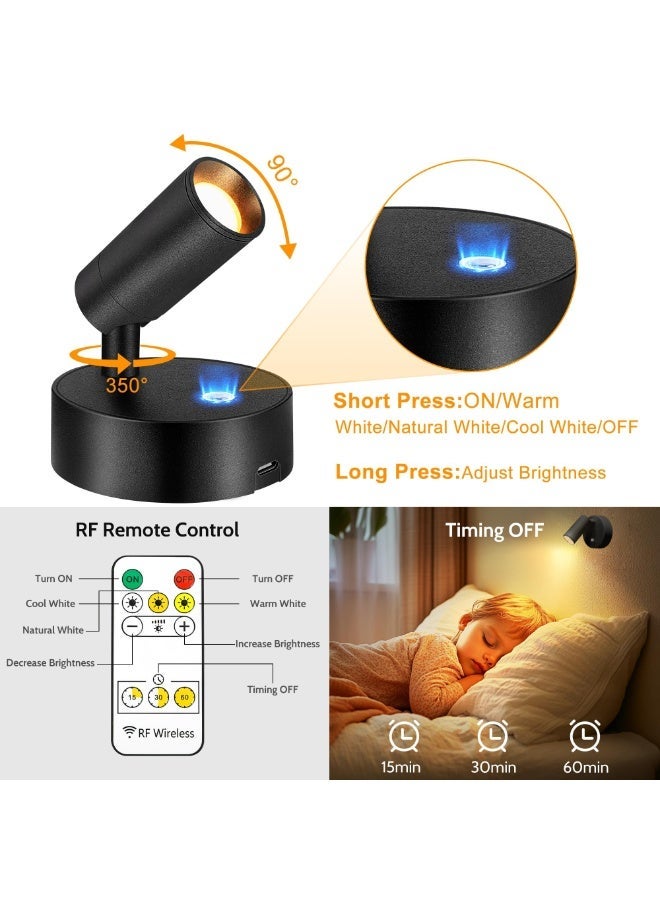 أوشيما 1Pcs الأضواء اللاسلكية، الضوء الداخلي القابل لإعادة الشحن للمصنع، الضوء اللاسلكي LED Uplighting with Timer&Dimmable, 3CCT أضواء الشجرة الداخلية بطارية تعمل، for Wall Art Display Dartboard Painting Artwork - Image 2