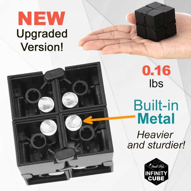 SMALL FISH لعبة إنفينيتي كيوب الحسية، لعبة فidget EDC للأطفال والبالغين، جهاز صغير رائع الأفضل لتخفيف التوتر والقلق وقتل الوقت، فكرة فريدة خفيفة على الأصابع واليدين - Image 3