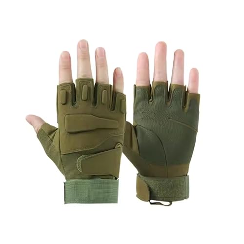 HHADEK Half Finger Tactical Gloves, Durable Fingerless Gloves for Cycling, Gym, Motorcycle Gloves, Training Gloves, Breathable Gloves, and Outdoor Activities (Green, XL) - Image 5