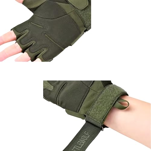 HHADEK Half Finger Tactical Gloves, Durable Fingerless Gloves for Cycling, Gym, Motorcycle Gloves, Training Gloves, Breathable Gloves, and Outdoor Activities (Green, XL) - Image 3