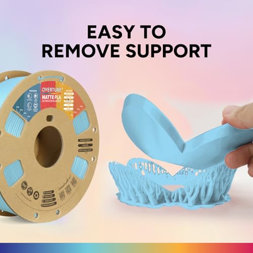 OVERTURE Matte PLA 3D Printer Filament 1.75mm, Matt Surface & Low Warping Filament 1kg Spool (2.2 lbs), Accuracy +/- 0.02 mm, Fit Most FDM Printers (Matte Light Blue) - Image 4