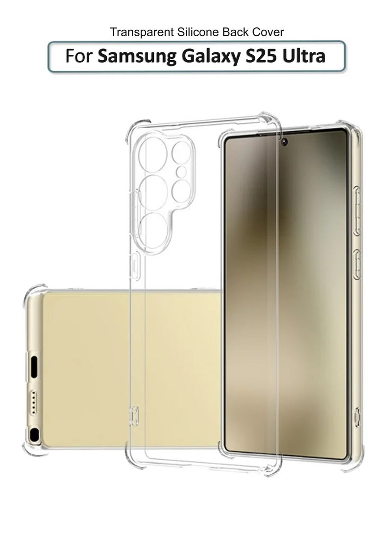 GMATE For Samsung Galaxy S25 Ultra - Ultra Clear Flexible Shockproof Silicone  Back Cover With Raised Edge Bumps Protection - Transparent - Image 1