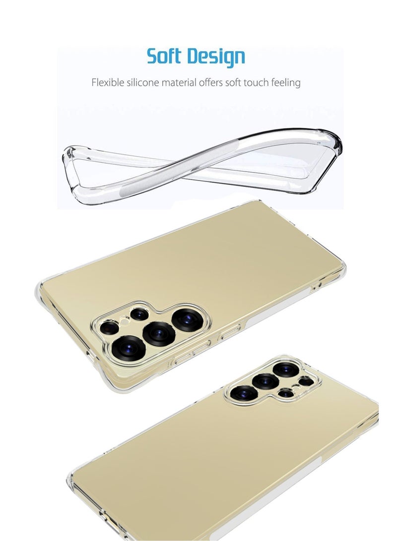 GMATE For Samsung Galaxy S25 Ultra - Ultra Clear Flexible Shockproof Silicone  Back Cover With Raised Edge Bumps Protection - Transparent - Image 3