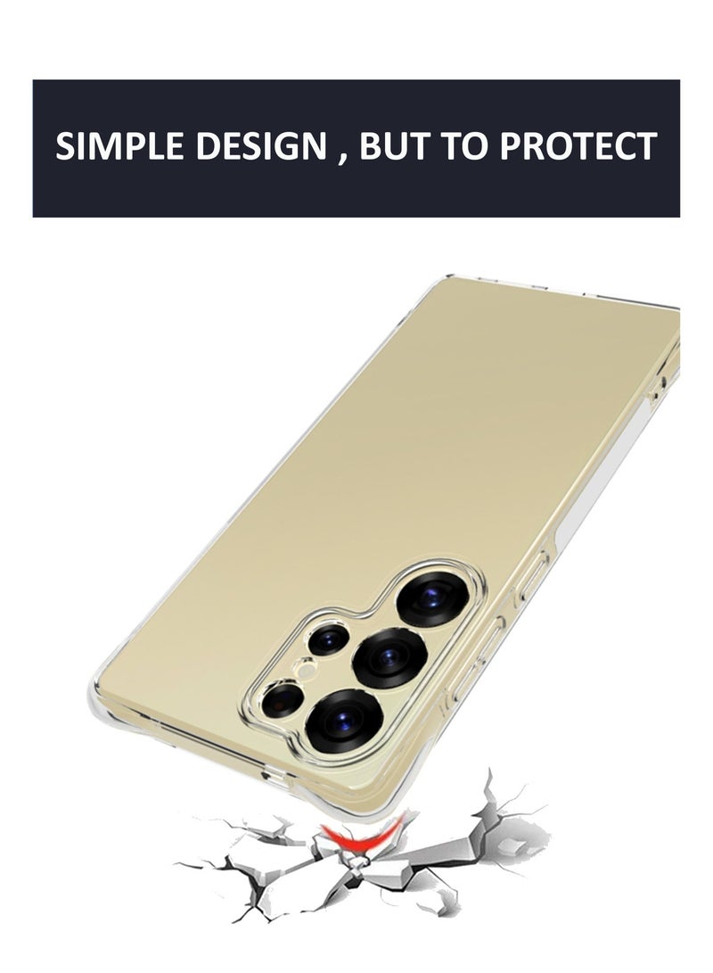 GMATE For Samsung Galaxy S25 Ultra - Ultra Clear Flexible Shockproof Silicone  Back Cover With Raised Edge Bumps Protection - Transparent - Image 4