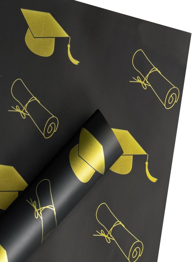 WRAPAHOLIC 20 Sheets Flower Wrapping Paper - 22.4 x 22.4 inch Black Bachelor's Hat Water-Resistant Floral Bouquet Wrapping Paper, Florist Supplies Packaging for Graduation Ceremony Gift DIY - Image 4