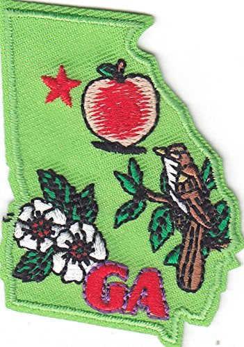 AE GA  GEORGIA STATE SHAPE  Iron On Embroidered Applique PatchSouthern