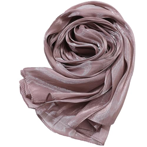 HURESON Women Premium Hijab Head Scarf Lightweight Shimmer Scarves Crepe Wedding Shawls and Wraps for Evening Dresses Shiny (Pi-purple 10#) - Image 1