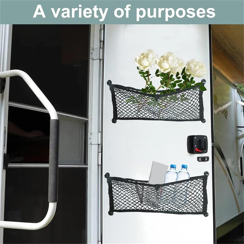 Cargo Net 4PCS Stretchable Cargo Net Pocket Trunk Side Elastic Storage Mesh Bag Car Interior RV Accessories 25x60cm - Image 3