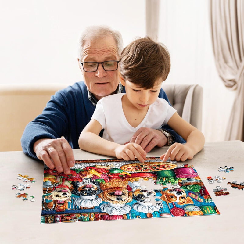 Jeacirio 4-Pack 100 Piece Puzzles for Kids Ages 6-8 8-10 Year Old Large Piece Puzzles for Seniors 100 Pieces Jigsaw Puzzles for Kids Ages 4-6, Learning Educational Toys for Boys and Girls- Dogs Kittens Donuts - Image 3