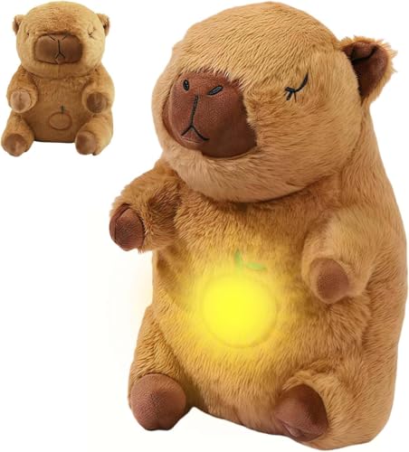 rytopt Breathing Stuffed Animal Capybara Breathing Plush Four Gear Adjustment Volume Control Portable Plush Toy with Music Light Perfect for Relieving Quiet - Image 1