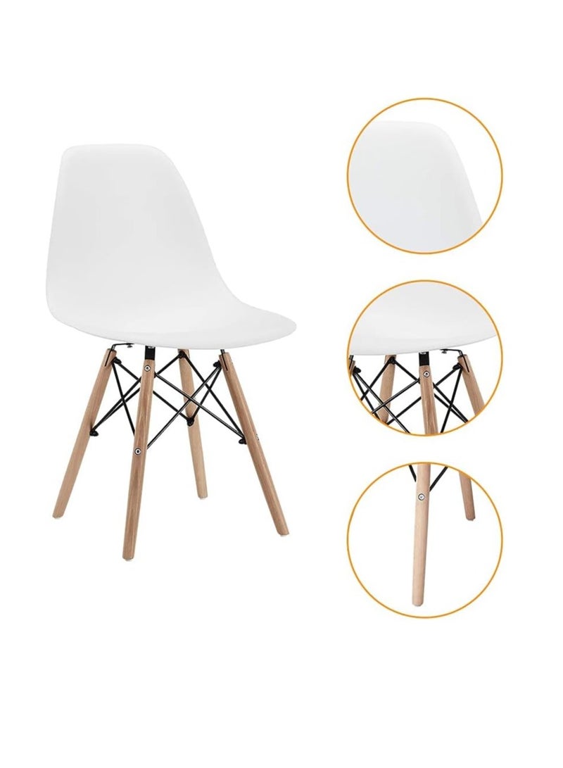 HOMEVEO Plastic Office Chair with Wood Legs White 70x40x40cm  - Image 3
