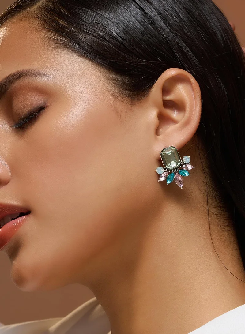SOHI Contemporary Stones Studded Artificial Drop Earring Jewellery