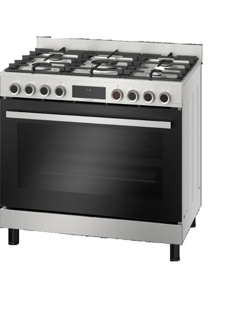 Gas Cooker Series 8 Freestanding 90x60 cm Stainless Steel5 Burners, 147L Oven Capacity Catalytic Cleaning Model HIZ5G7W51S 5 HIZ5G7W51S silver