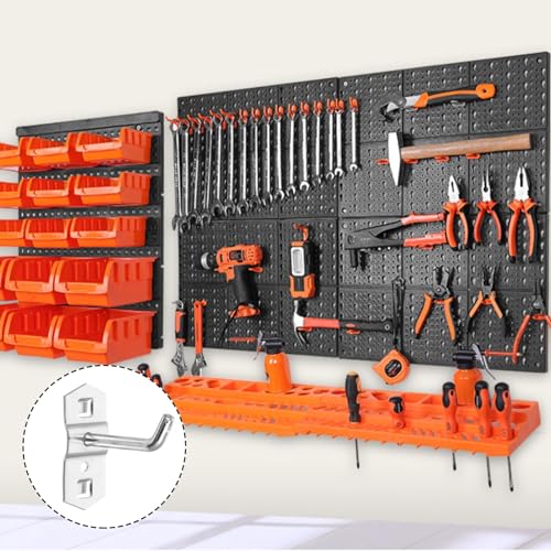 Garneck 12 Pcs Metal Square Peg Board Hooks - Heavy Duty Display Hooks for Supermarket Shelf Rack - Hanging L Style Screw Hook Pegboard Wall Organizer Tool Accessory - Image 2