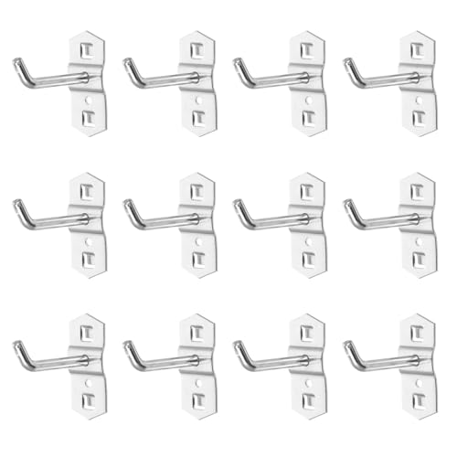Garneck 12 Pcs Metal Square Peg Board Hooks - Heavy Duty Display Hooks for Supermarket Shelf Rack - Hanging L Style Screw Hook Pegboard Wall Organizer Tool Accessory - Image 1