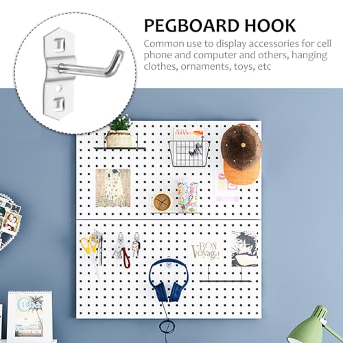 Garneck 12 Pcs Metal Square Peg Board Hooks - Heavy Duty Display Hooks for Supermarket Shelf Rack - Hanging L Style Screw Hook Pegboard Wall Organizer Tool Accessory - Image 3