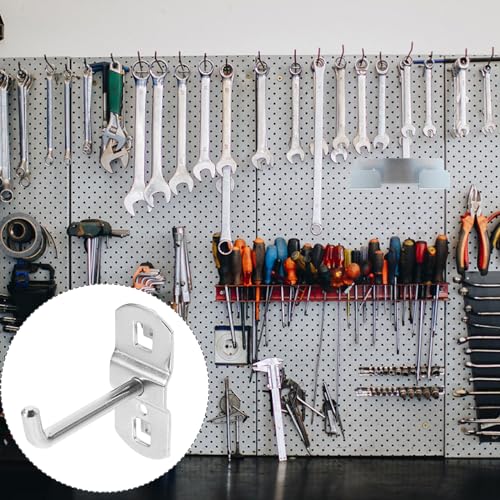 Garneck 12 Pcs Metal Square Peg Board Hooks - Heavy Duty Display Hooks for Supermarket Shelf Rack - Hanging L Style Screw Hook Pegboard Wall Organizer Tool Accessory - Image 4