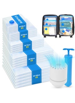 Stanew 25PCS Vacuum Storage Bag Pack of with Electric Pump and hand pump, Multiple Pack (5×80*100cm,5×80*60cm,5×50*70cm,5×50*60cm,5×40*60cm)，Space Saver for Travel Packing, Reusable Sealer Storage Bag for Clothes,Duvets, Pillows, Blankets, Curtains  - Image 1