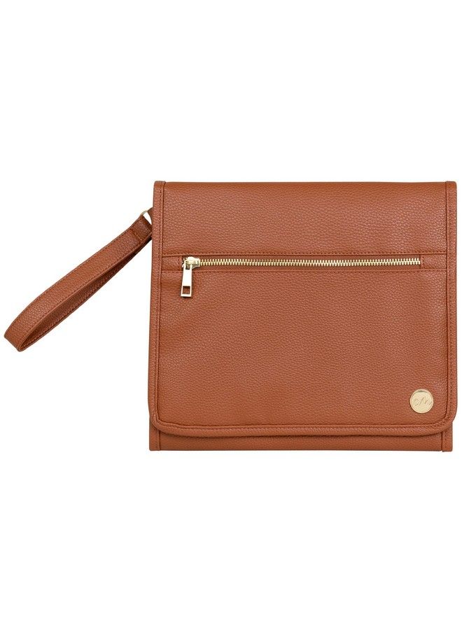 Clevermade Portable Baby Changing Pad Clutch With Wristlet Premium Foldable Water Resistant Diaper Changing Mat With Storage Pockets For Diapers And Wipes Brown - Image 1