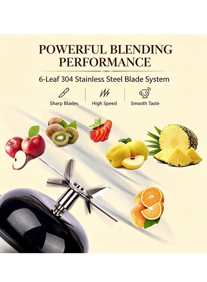 Portable Juicer, 6 Blades Glass Juicer Machine, USB Rechargeable Fruit Juicer Machine, 304 Stainless Steel Mini Juicer Smoothie Maker for Shakes and Smoothies, Easy Clean for Home Office Travel Gym - Image 3