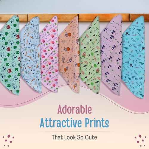 Luv Lap LuvLap Hosiery Cotton Cloth Premium Baby Washcloth for New Born, Washable (30 cm x 30 cm), Reusable, Absorbent, Extra Soft Face Towels/Washcloth for Babies, Starfish Print, Pack of 7 Pcs, Multicolour - Image 4