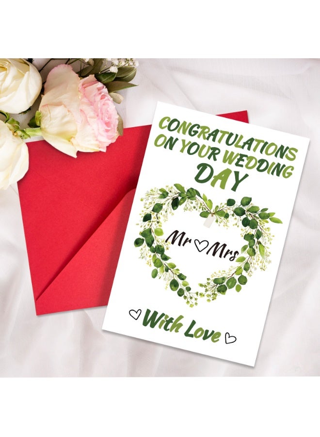 مجموعة من 5 بطاقات تهنئة بالزفاف - تصاميم مختلفة مع مظاريف حمراء للتهنئة وأطيب التمنيات - Image 4
