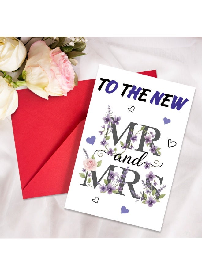 مجموعة من 5 بطاقات تهنئة بالزفاف - تصاميم مختلفة مع مظاريف حمراء للتهنئة وأطيب التمنيات - Image 2