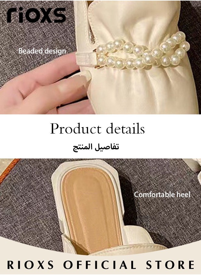 RIOXS - Women's Flat Mules, Closed Toe Sandals, Fashionable Comfortable Slippers, Slip-On Backless Mule Shoes, Fashionable Mule Slides with Flexible Non-slip Sole, Easy to Wear On and Off - Image 1