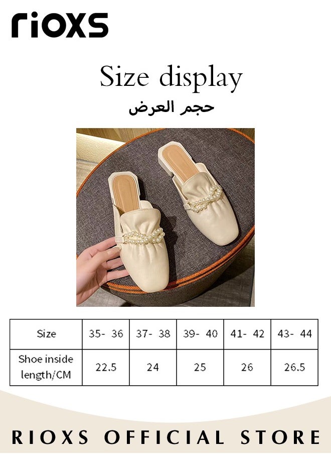 RIOXS - Women's Flat Mules, Closed Toe Sandals, Fashionable Comfortable Slippers, Slip-On Backless Mule Shoes, Fashionable Mule Slides with Flexible Non-slip Sole, Easy to Wear On and Off - Image 1