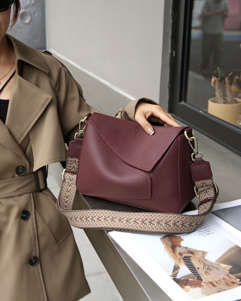 Bag Womens 2024 New Arrival Shoulder Underarm Bag Geometric Bag Womens Genuine Leather Pillow Bag TOGO Top Layer Cowhide Crossbody Bag Bordeaux Red