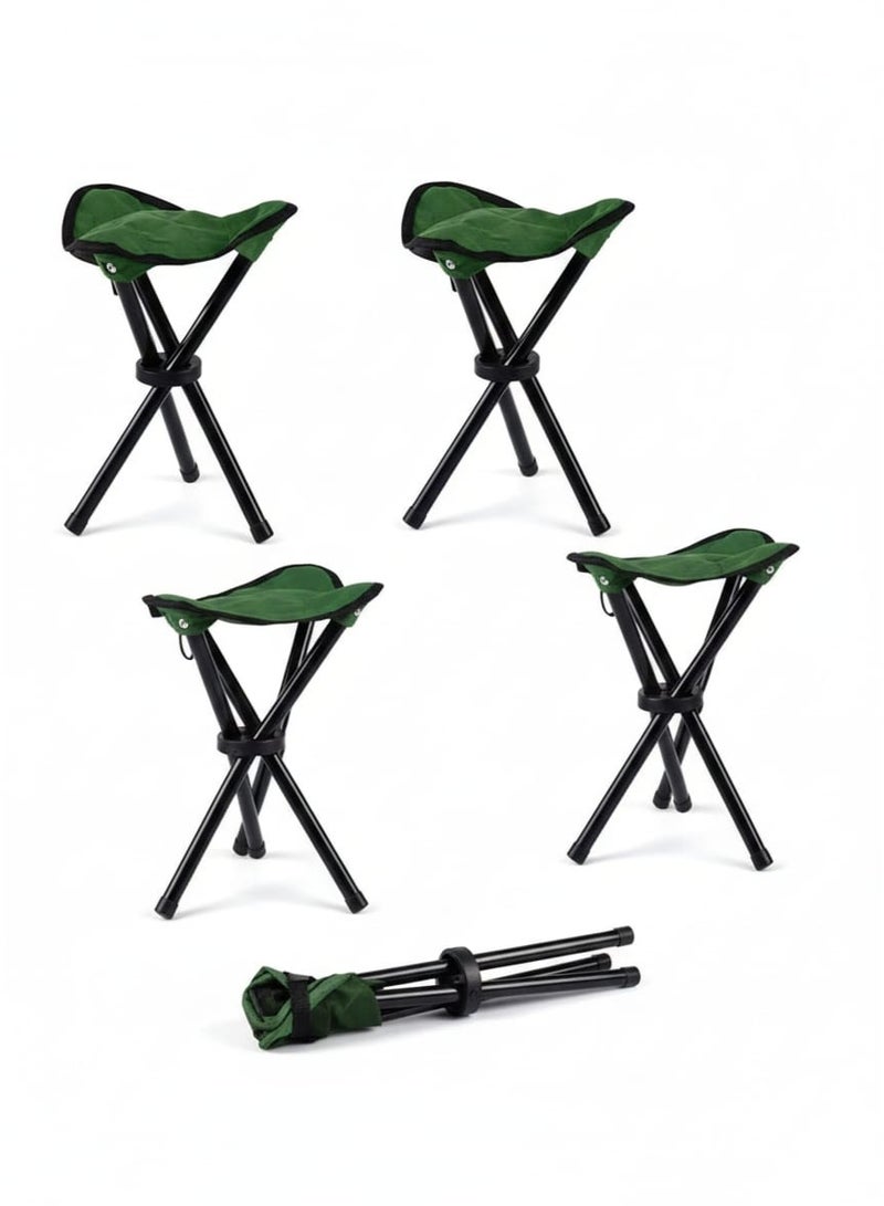 بلو فاير مجموعة 4 كراسي ثلاثية القوائم قابلة للطي – مقاعد محمولة للأنشطة الخارجية، التخييم، الصيد، ركوب القوارب والرياضة، مانعة للانزلاق، متينة، تتحمل حتى 200 كجم لكل كرسي - Image 1