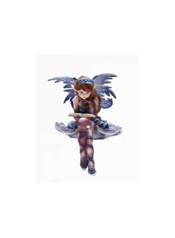 4 Inch Purple Fairy Sitting and Reading a Book Statue Figurine