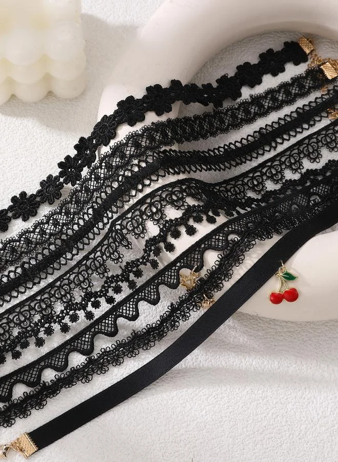Take Two  Pack of 8 - Black Lace Choker Necklace for Women | Best Price UAE