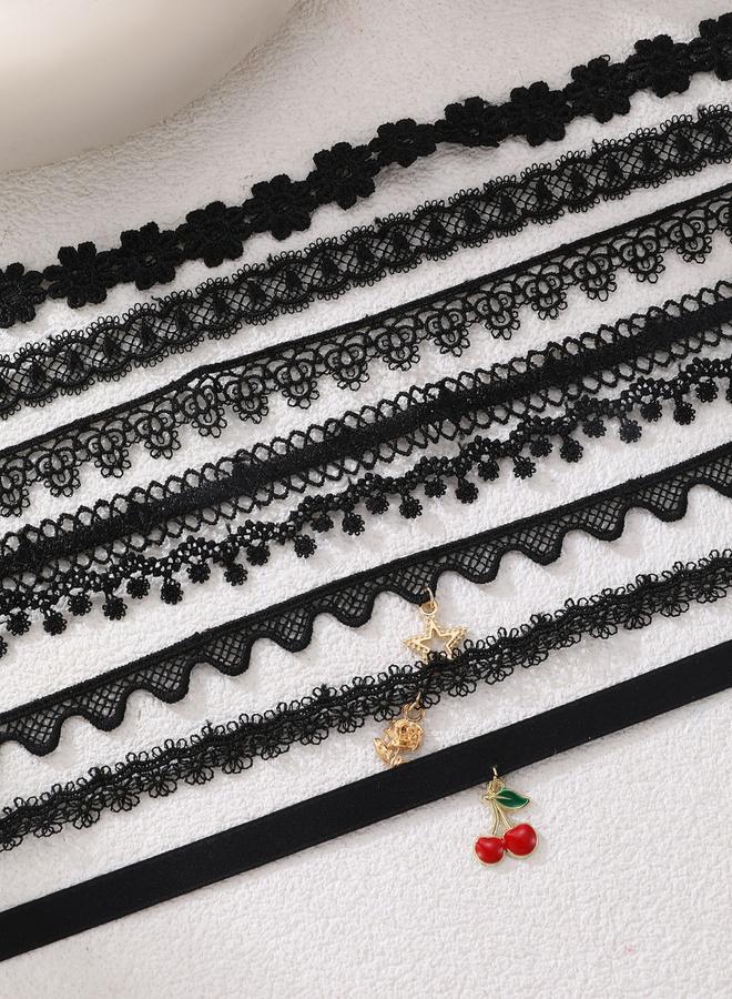 Take Two Pack of 8 - Black Lace Choker Necklace - Image 4