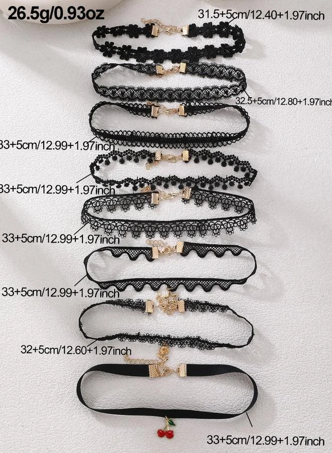Take Two  Pack of 8 - Black Lace Choker Necklace for Women | Best Price UAE