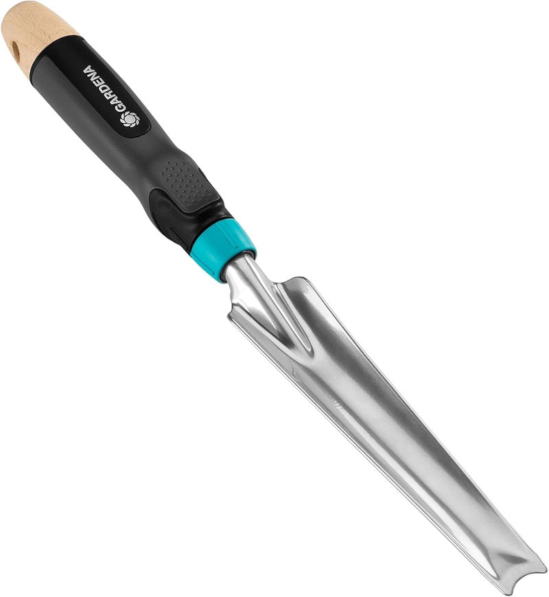 GARDENA Scratch resistant EcoLine weeding trowel: For easily removing unwanted plants without chemicals, ergonomic handle, coated metal, made from recycled materials (17702-20) Salt resistant coating - Image 1