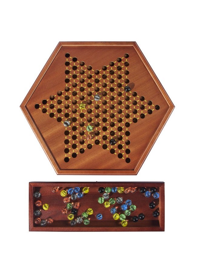 Vamslove Chinese Checkers 15" Large Upgraded Version Wooden Game Board 16Mm 60+12 Colorful Glass Marbles Easy Grasping For Adults And Kids W/Storage Drawer Fun For Family Gathering  - Image 5