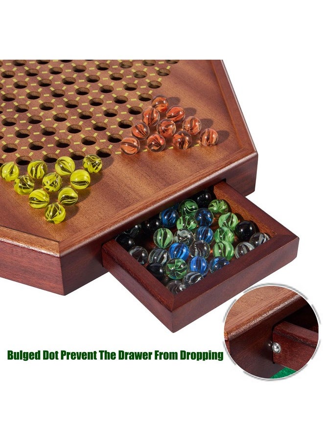Vamslove Chinese Checkers 15" Large Upgraded Version Wooden Game Board 16Mm 60+12 Colorful Glass Marbles Easy Grasping For Adults And Kids W/Storage Drawer Fun For Family Gathering  - Image 4