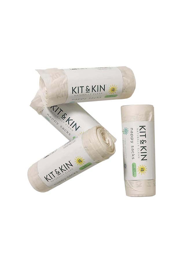 Kit & Kin Biodegradable Nappy Sacks - Disposable Bags , Pack of 60 - Image 1