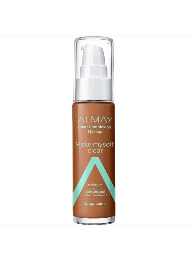 Almay Clear Complexion Makeup, Matte Finish Liquid Foundation with Salicylic Acid, Hypoallergenic, Cruelty Free, -Fragrance Free, Dermatologist Tested, 900 Cappuccino, 1.0 oz  - Image 1