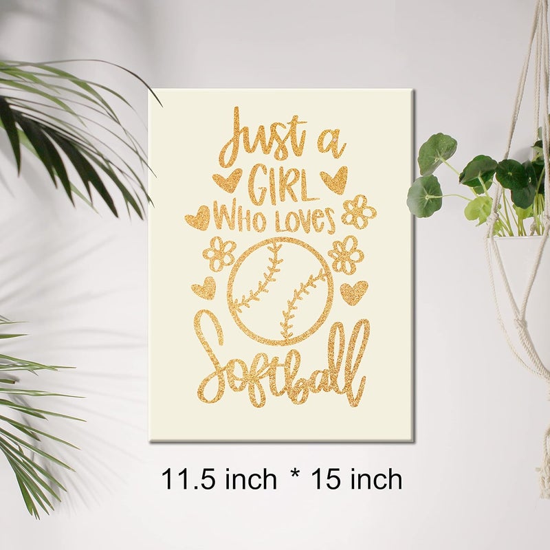 JerLoe Softball Girl Gold Foil Canvas Wall Art - Image 2
