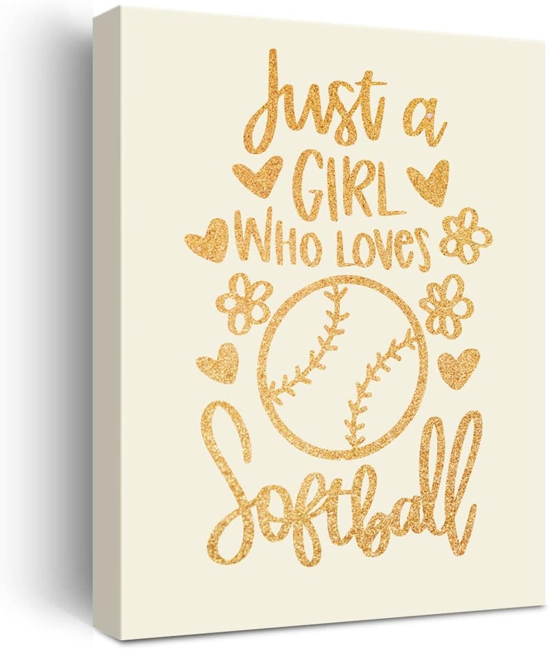 JerLoe Softball Girl Gold Foil Canvas Wall Art - Image 1