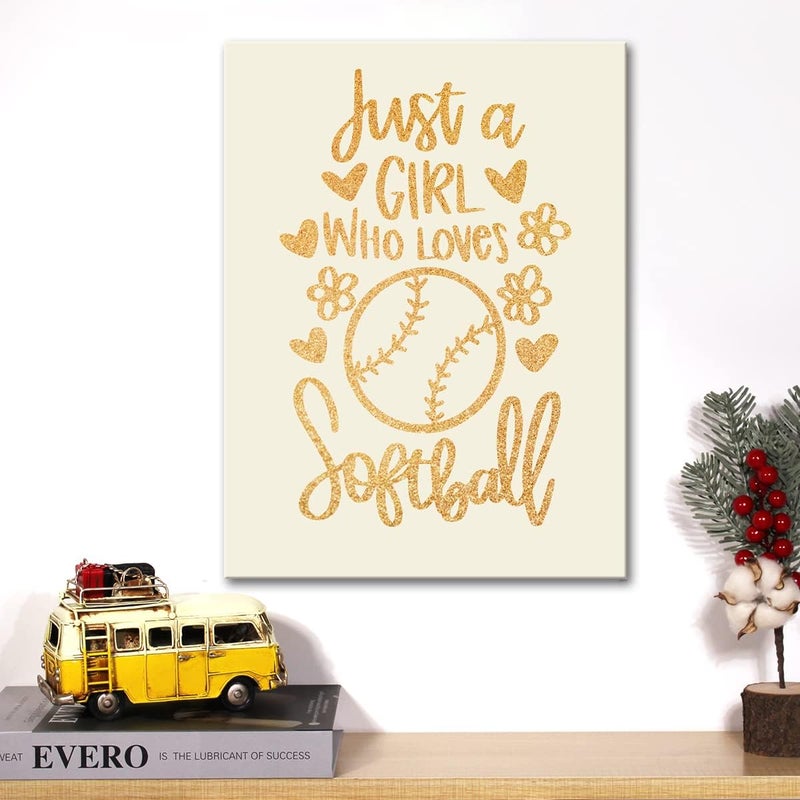 JerLoe Softball Girl Gold Foil Canvas Wall Art - Image 5