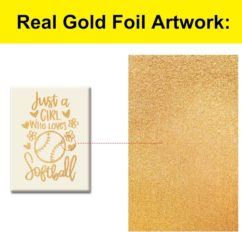 JerLoe Softball Girl Gold Foil Canvas Wall Art - Image 3